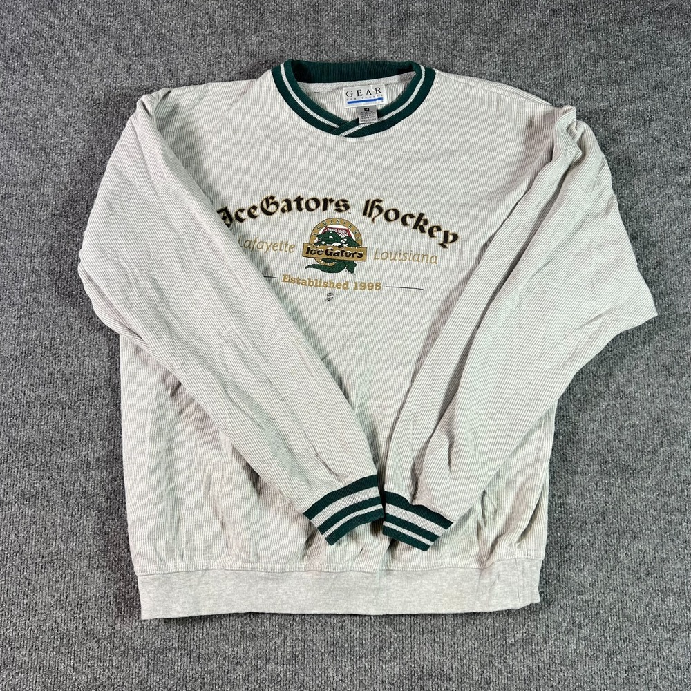 Vintage Gear For Sports IceGators Hockey Sweatshirt Mens Medium Gray Lafayette
